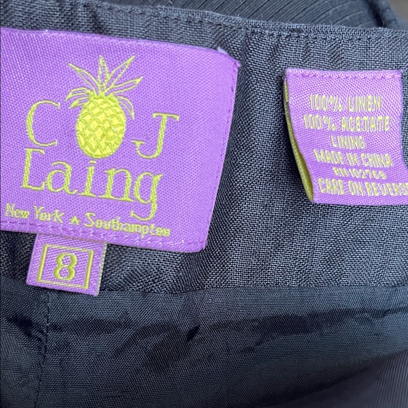 CJ Laing linen cropped pants colorful martini glass tropical drink embroidery 8 - Picture 11 of 11